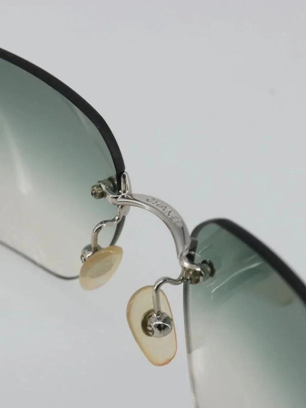CHANEL COCO Mark Sunglasses metal Green CC Auth 188886
